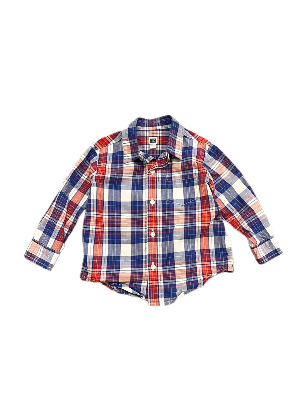 Janie and Jack 12-18m Boys' Red White & Blue Plaid Cotton Button-Up Shirt